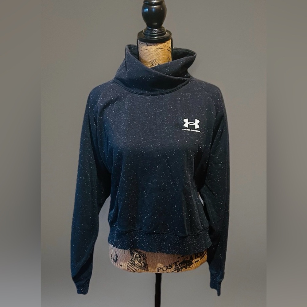 Under Armour Loose Women's Black With White Specks Long Sleeve Sweatshirt, XXL - Picture 1 of 5